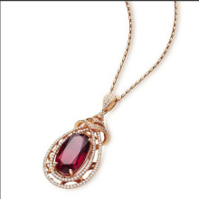 Collar de Ruby Pendnt de plata de ley 925 plateado oro de 18 quilates